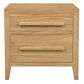 Natural wood bedside table with two drawers from the DION MINDI WOOD collection by MyChocolateWood, featuring a sleek, minimalist design.