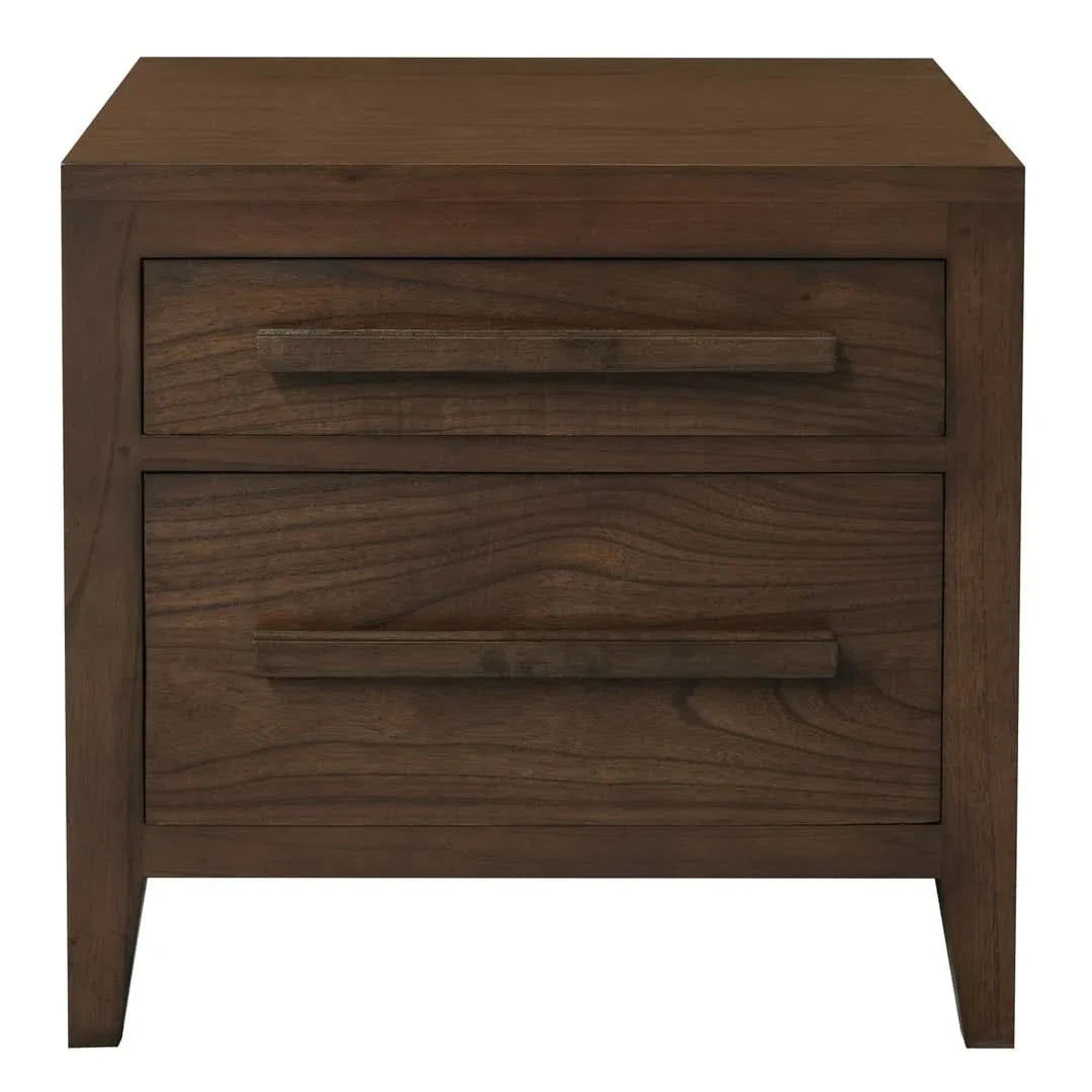 Dion Mindi Wood 2-Drawer Bedside Table in Walnut - Chocolate Wood