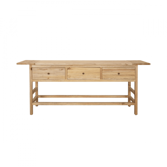 JOELLE 3-DRAWER CONSOLE TABLE/HALL TABLE DISTRESSED NATURAL (Copy) - MyChocolateWood
