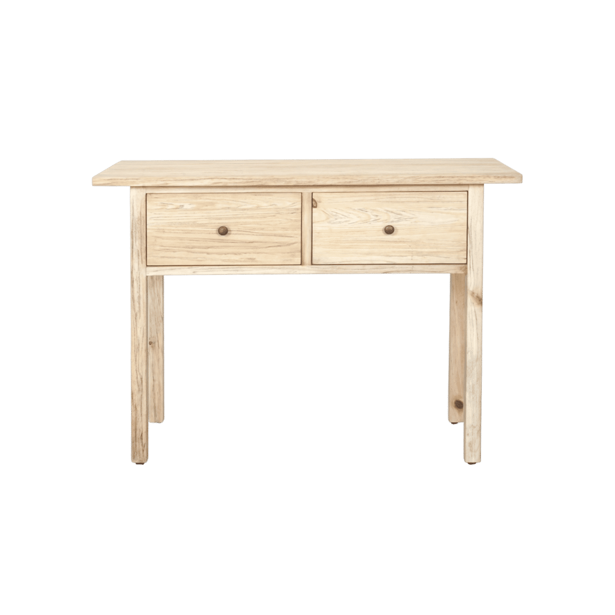 Joelle 2-Drawer Console Table in Distressed Natural - Chocolate Wood