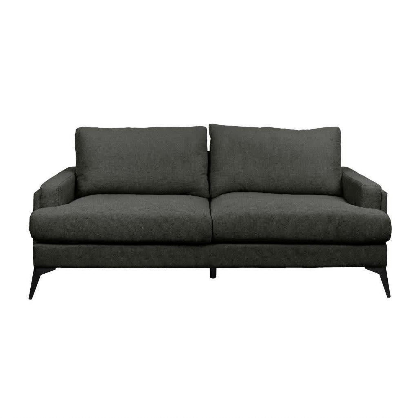 Kirton Fabric Sofa, 2-Seater in Dark Grey - Chocolate Wood