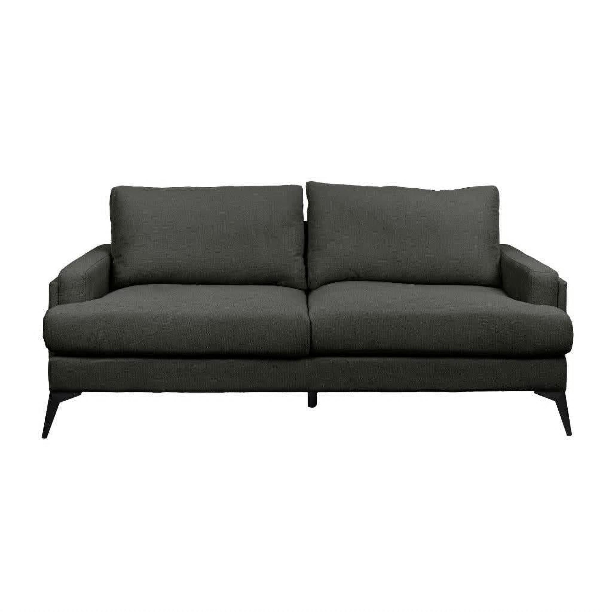 Kirton Fabric Sofa, 2-Seater in Dark Grey - Chocolate Wood