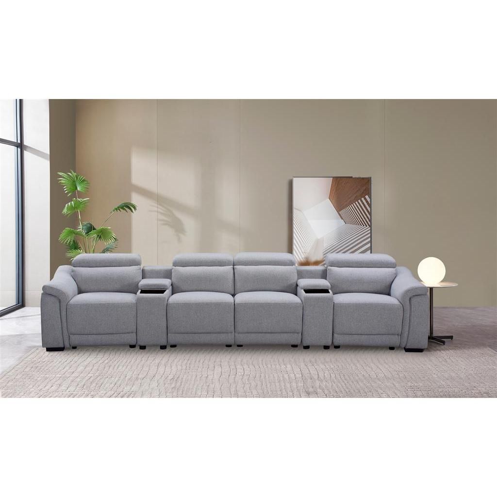 GALLERIA 4-SEATER HOME THEATRE SOFA - 4 ELECTRIC RECLINERS GREY - MyChocolateWood