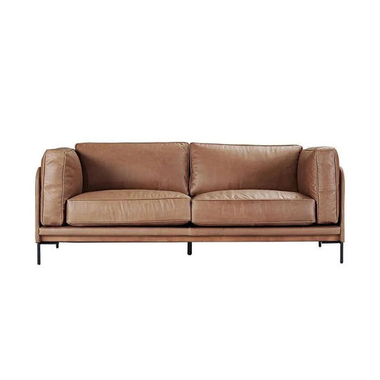 DAVIEN DARK BROWN 2.5 SEATER SOFA TOP GRAIN COW LEATHER - MyChocolateWood