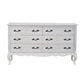 CLARENCE VINTAGE HAND CARVED OAK & VENEER 6 DRAWER DRESSER LIGHTLY DISTRESSED WHITE - MyChocolateWood
