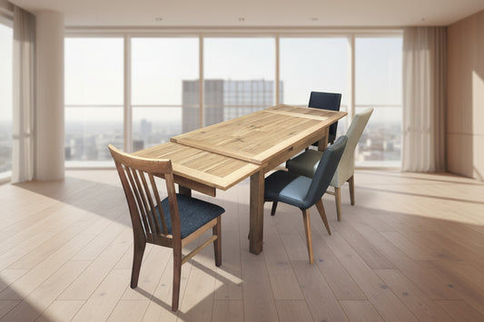 Dari Solid Tassie Oak Side Extension Dining Table, 150 / 200 / 250cm - Chocolate Wood