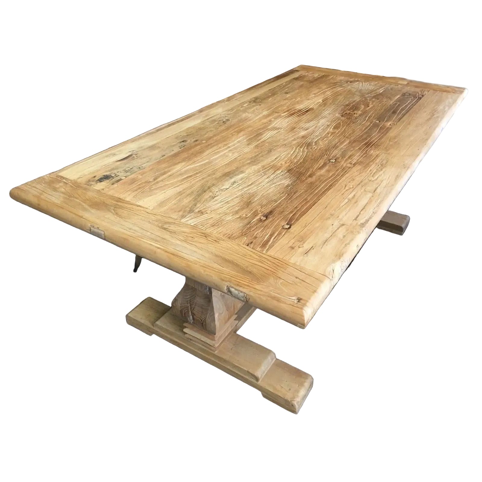 CLIFTON RUSTIC RECYCLED ELM DINING TABLE HAMPTONS STYLE 200CM - NATURAL DRIFTWOOD - MyChocolateWood