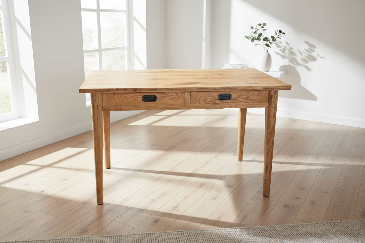 FITAN SOLID OAK 2-DRAWER DESK 120CM NATURAL - MyChocolateWood