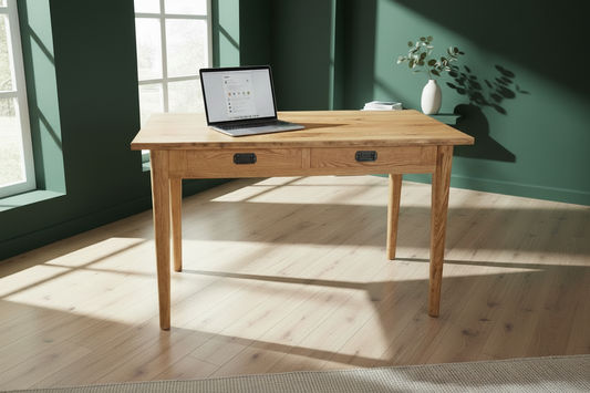 FITAN SOLID OAK 2-DRAWER DESK 120CM NATURAL - MyChocolateWood