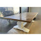 Kensit Hamptons Recycled Elm Parquetry Coffee Table 140cm with White Legs - Chocolate Wood