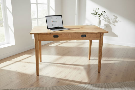 FITAN SOLID OAK 2-DRAWER DESK 120CM NATURAL - MyChocolateWood