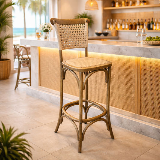 EIFFEL BAR STOOL IN ELM WOOD IN ANTIQUE NATURAL COLOUR - MyChocolateWood