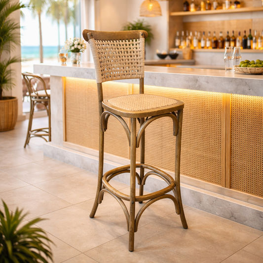EIFFEL BAR STOOL IN ELM WOOD IN ANTIQUE NATURAL COLOUR - MyChocolateWood