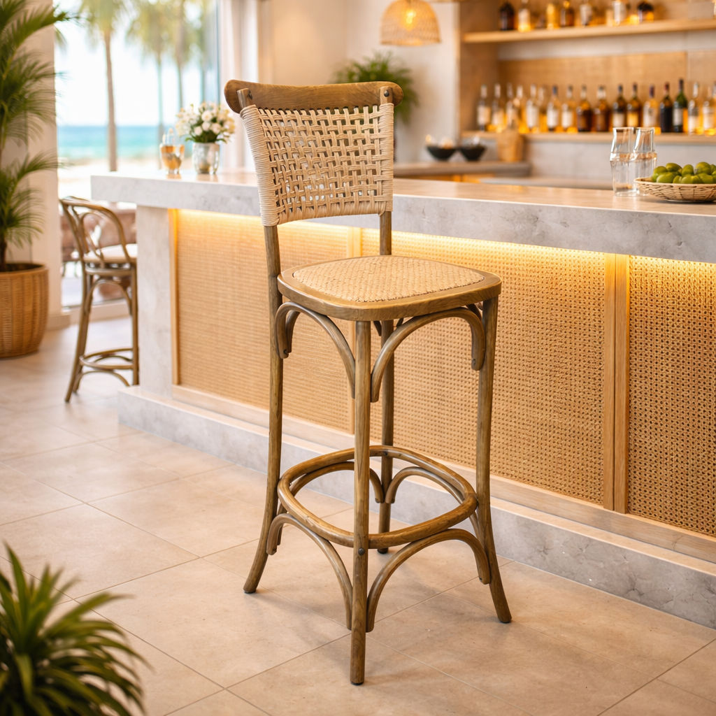 EIFFEL BAR STOOL IN ELM WOOD IN ANTIQUE NATURAL COLOUR - MyChocolateWood