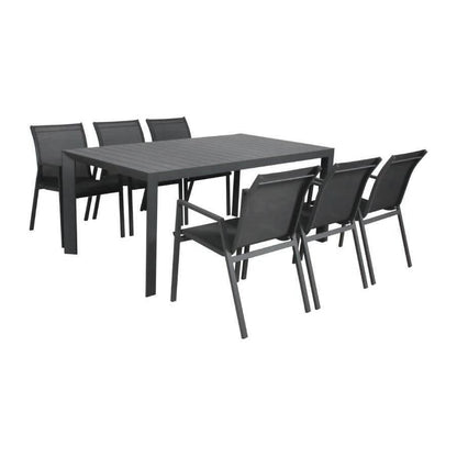 ELPHIN 7 PIECE OUTDOOR DINING SET CHARCOAL