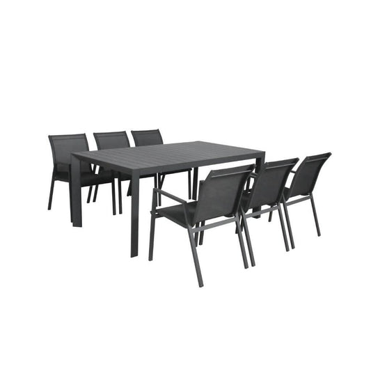 ELPHIN 7 PIECE OUTDOOR DINING SET CHARCOAL - MyChocolateWood