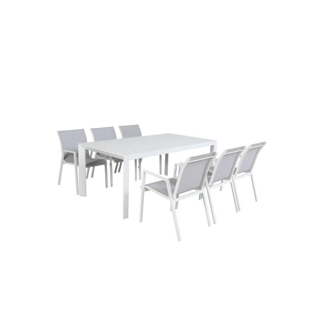 ELPHIN 7 PIECE OUTDOOR DINING SET WHITE - MyChocolateWood
