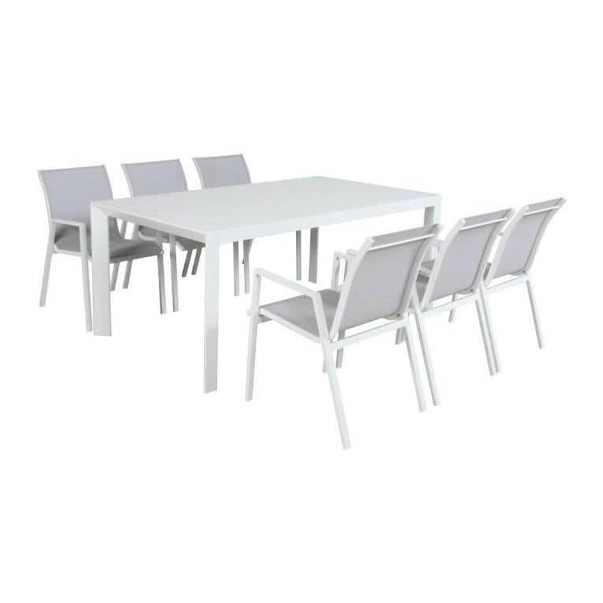 Elphin 7-Piece Outdoor Dining Set in White - Chocolate Wood