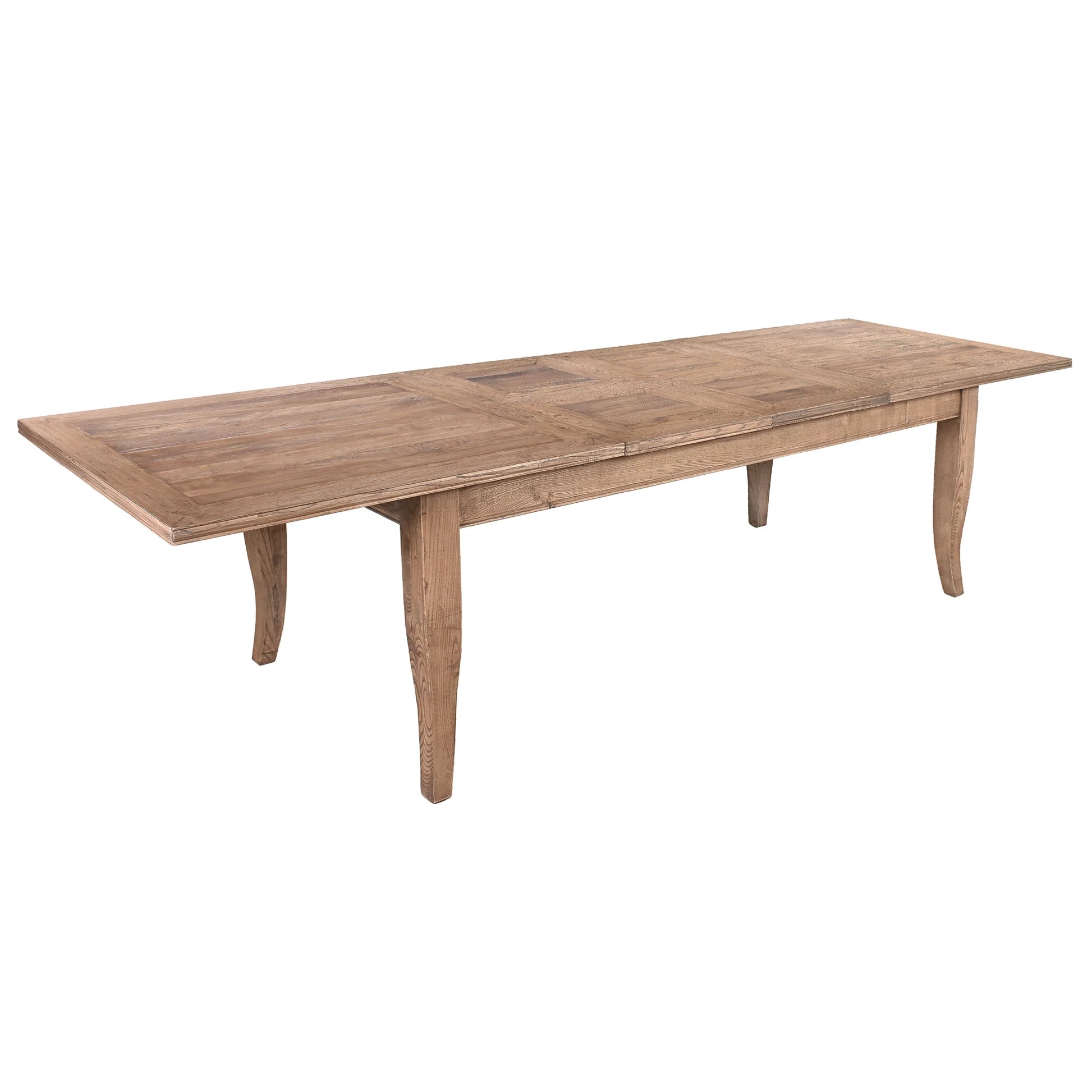 VAILLANT CURVED LEG ELM DOUBLE EXTENSION DINING TABLE W210/260/310 - MyChocolateWood