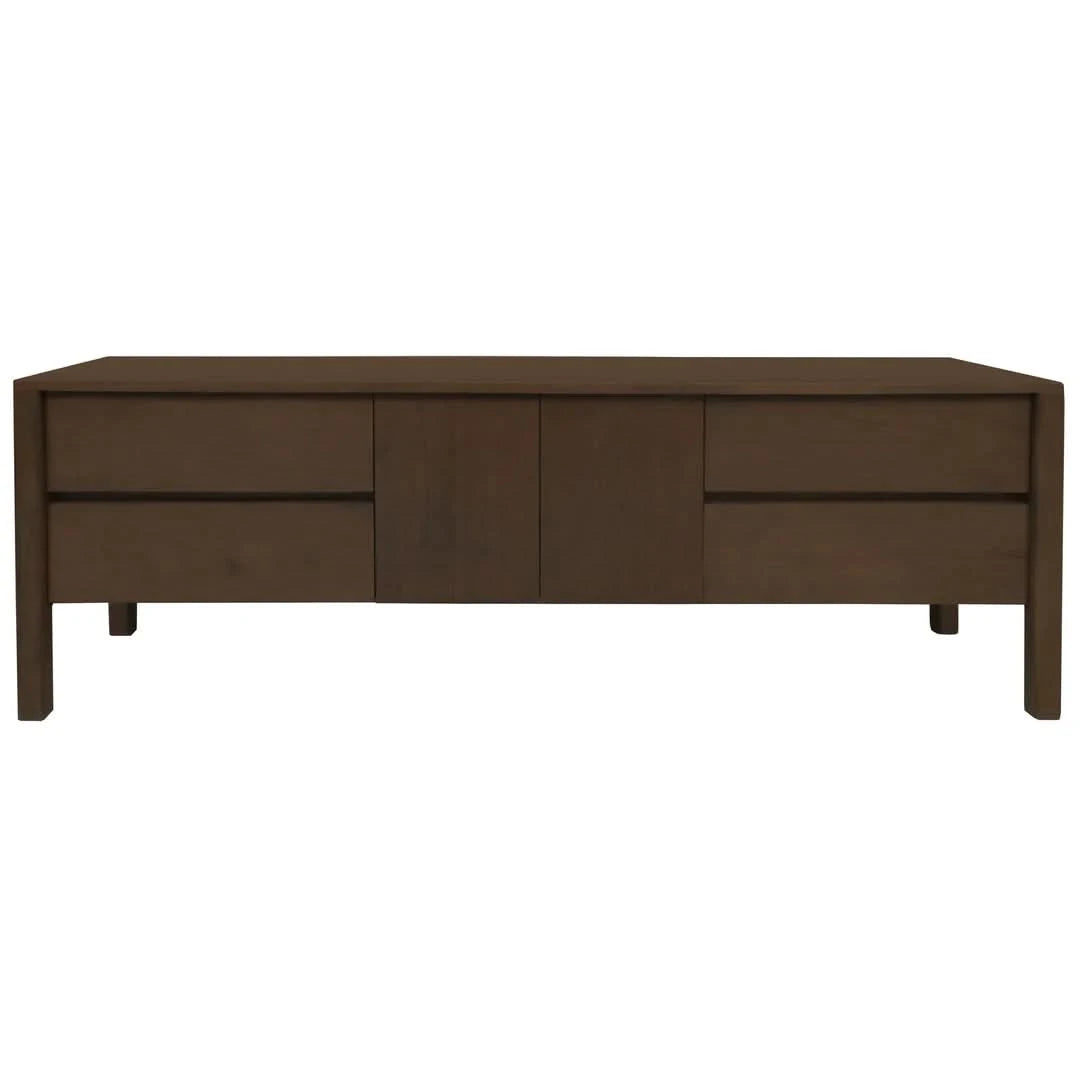 ADELLE SOLID MINDI WOOD 2-DOOR 4-DRAWER ENTERTAINMENT UNIT WALNUT (Copy) - MyChocolateWood