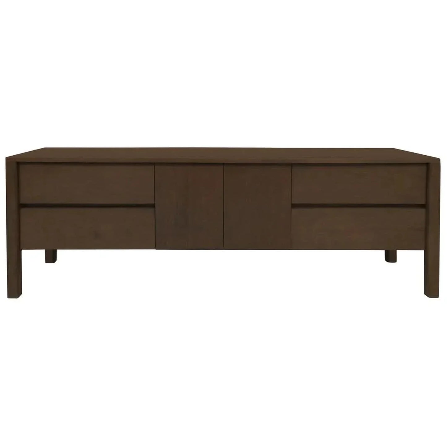 Adelle Solid Mindi Timber 2-Door 4-Drawer Entertainment Unit 180cm in Walnut - Chocolate Wood