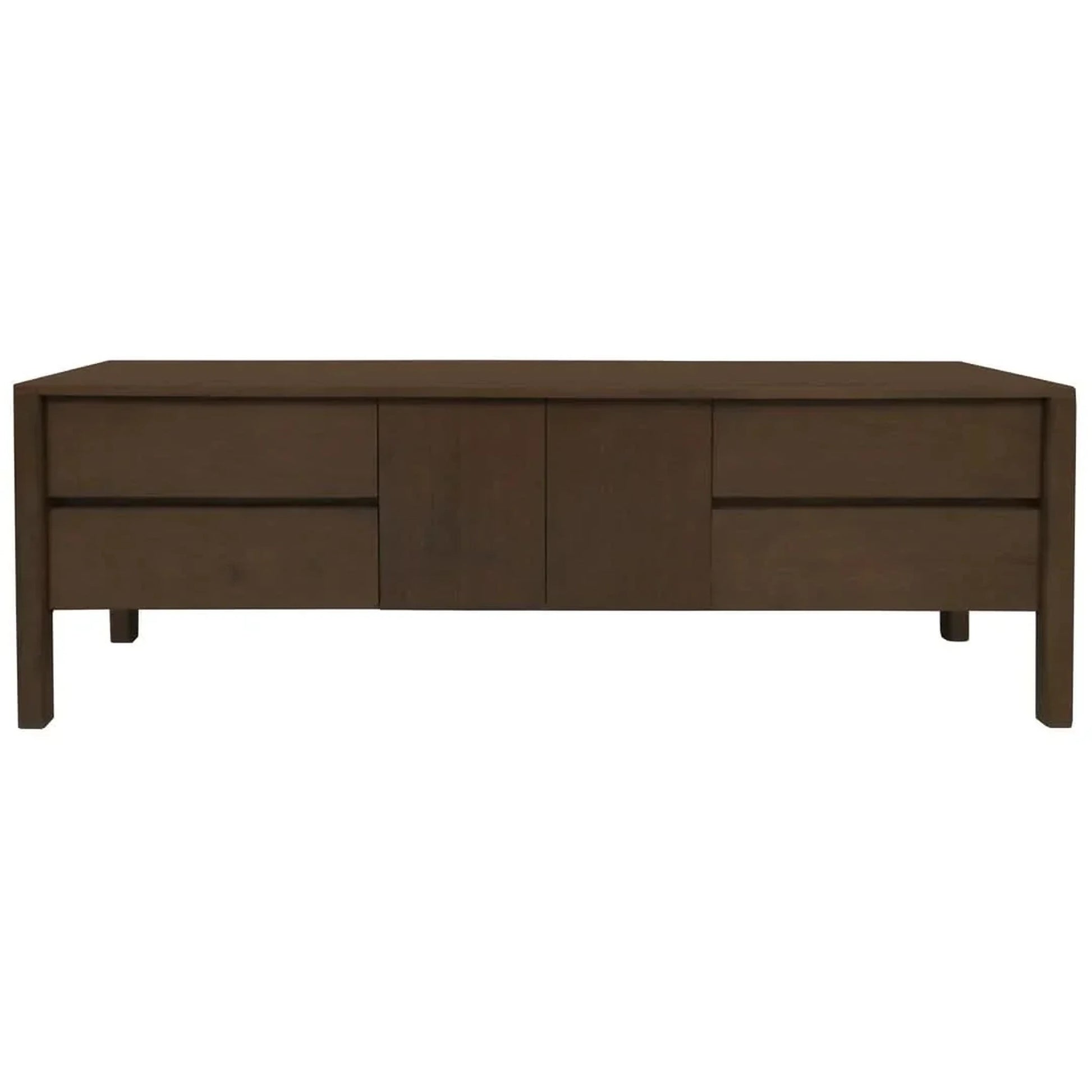 Adelle Solid Mindi Timber 2-Door 4-Drawer Entertainment Unit 180cm in Walnut - Chocolate Wood