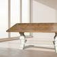 KENSIT RECYCLED ELM DINING TABLE IN 2 TONE FINISH  PARQUETRY TOP 200CM - MyChocolateWood