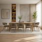 Denby Messmate Timber Dining Table Light Smoke 210cm + 8 Leemor Fabric Dining Chairs - 9 Piece Dining Set