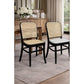 Phoenix Beechwood Dining Chair, Black Frame with White Linen Fabric Seat - Chocolate Wood