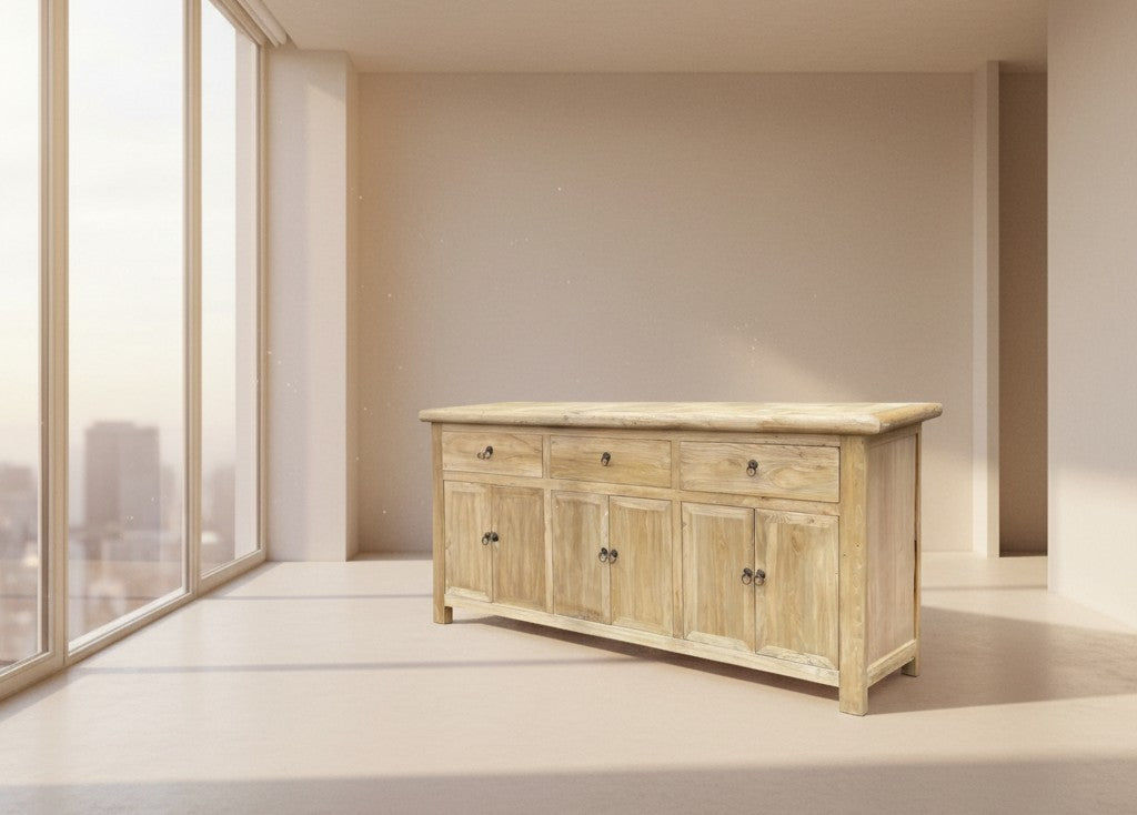 GIBRALTAR 3-DRAWER 6-DOOR SIDEBOARD / BUFFET - CRAFTED FROM RECYCLED ELM - MyChocolateWood