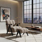 Pellerin Fabric Armchair & Matching Stool in Fawn - Chocolate Wood