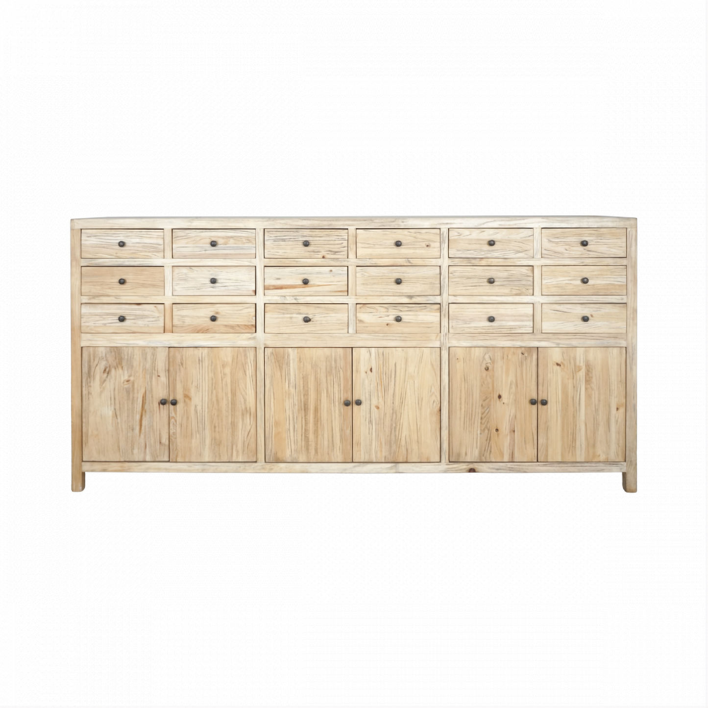 Joelle 18-Drawer 6-Door File Cabinet in Distressed Natural - Chocolate Wood
