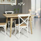 FITAN SOLID OAK SQUARE DINING TABLE (90 X 90) NATURAL + 4 MELROSE ELM WOOD CROSSBACK CHAIRS WHITE - MyChocolateWood
