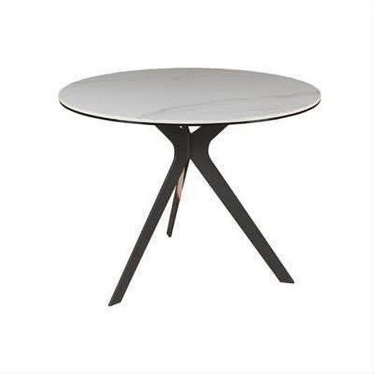Flicker Ceramic Glass Side Table / Lamp Table 60cm in White - Chocolate Wood
