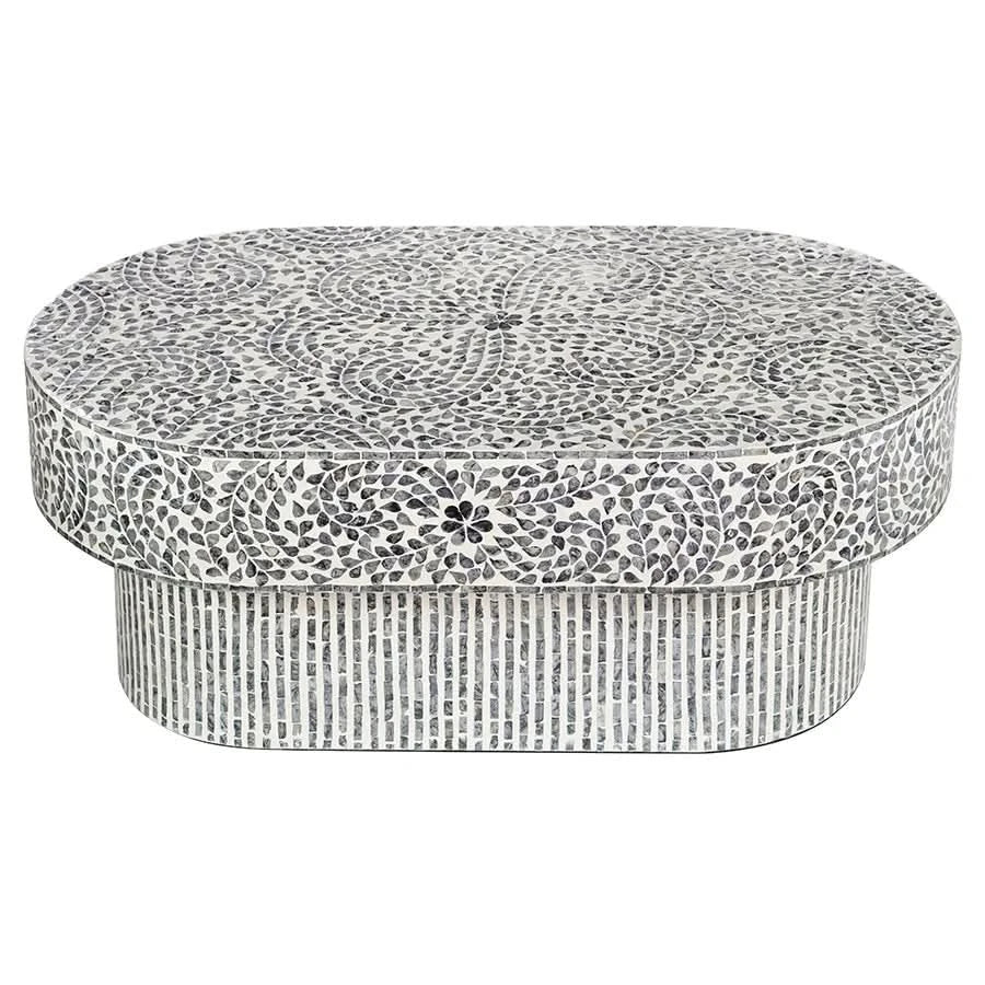 GAYNOR  FLORAL MOTHER OF PEARL COFFEE TABLE - MyChocolateWood