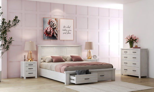 MANLY DOUBLE SIZE BED + DRESSER + MIRROR + 2 BEDSIDE TABLES PACKAGE DEAL - MyChocolateWood