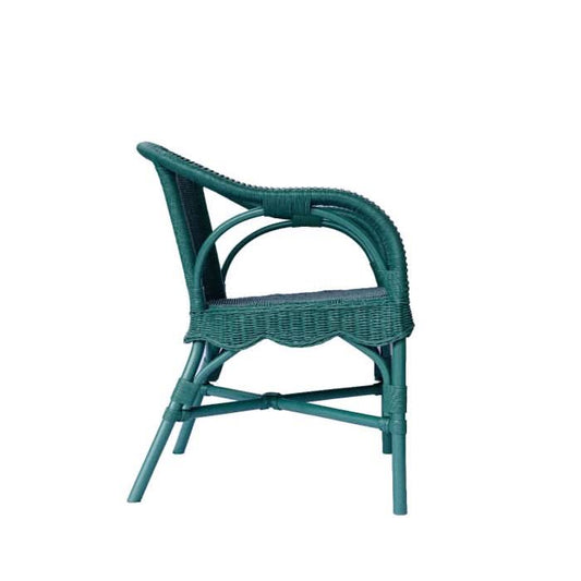 WENGLOR FOREST GREEN RATTAN ARMCHAIR ACCENT CHAIR/ LOUNGE CHAIR - MyChocolateWood