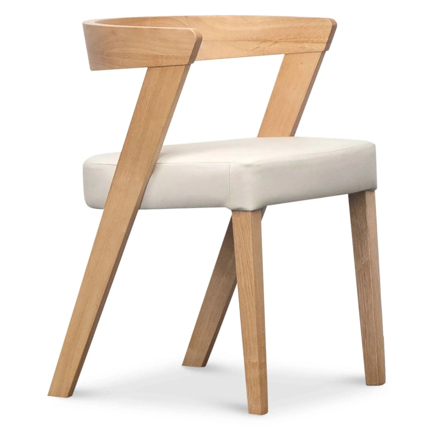 COSTA  SOLID RUBBERWOOD LEATHER DINING CHAIR NATURAL/FROST - MyChocolateWood