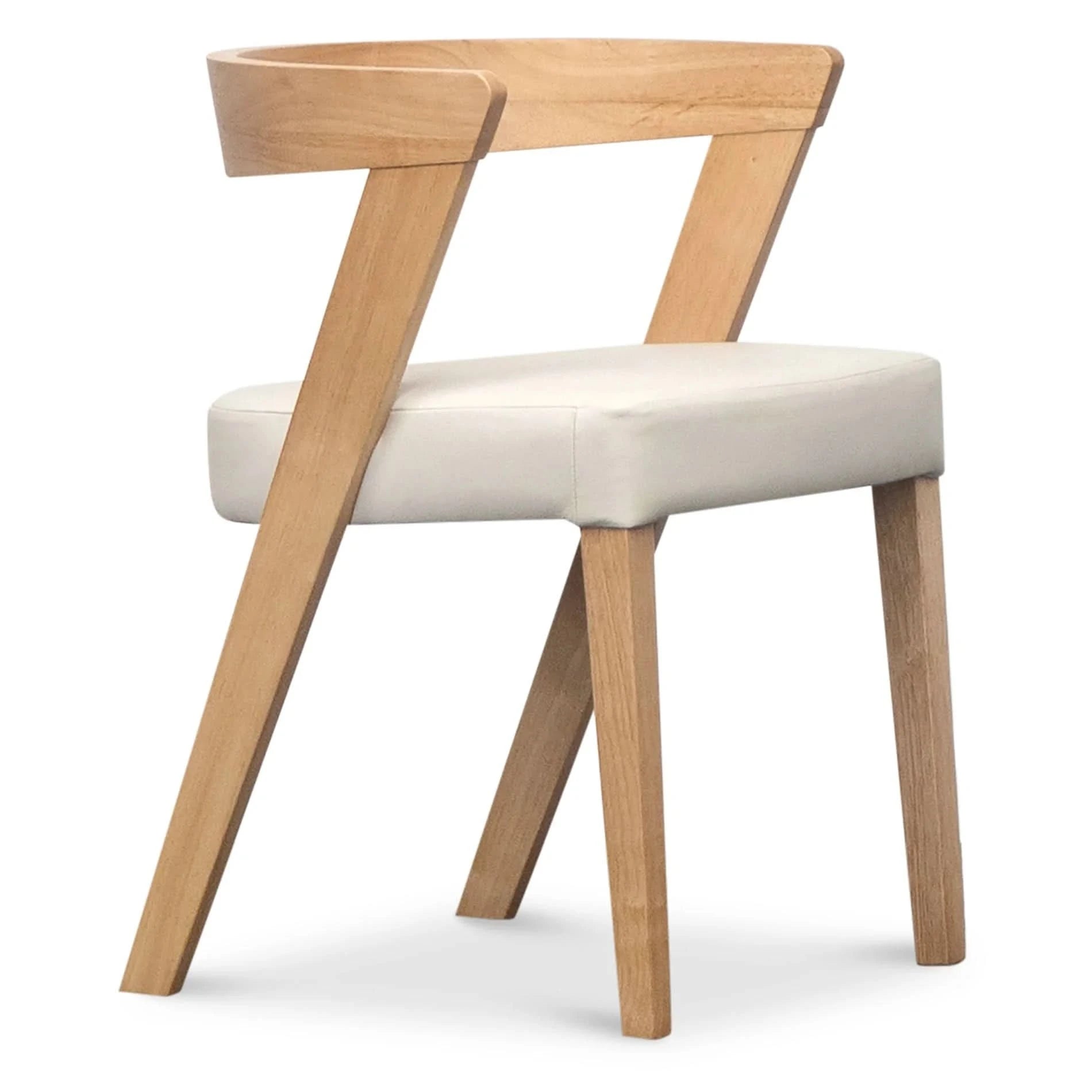 COSTA  SOLID RUBBERWOOD LEATHER DINING CHAIR NATURAL/FROST - MyChocolateWood