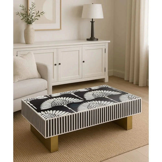 THE CRISANTH MOTHER OF PEARL HAND INLAY COFFEE TABLE - MyChocolateWood