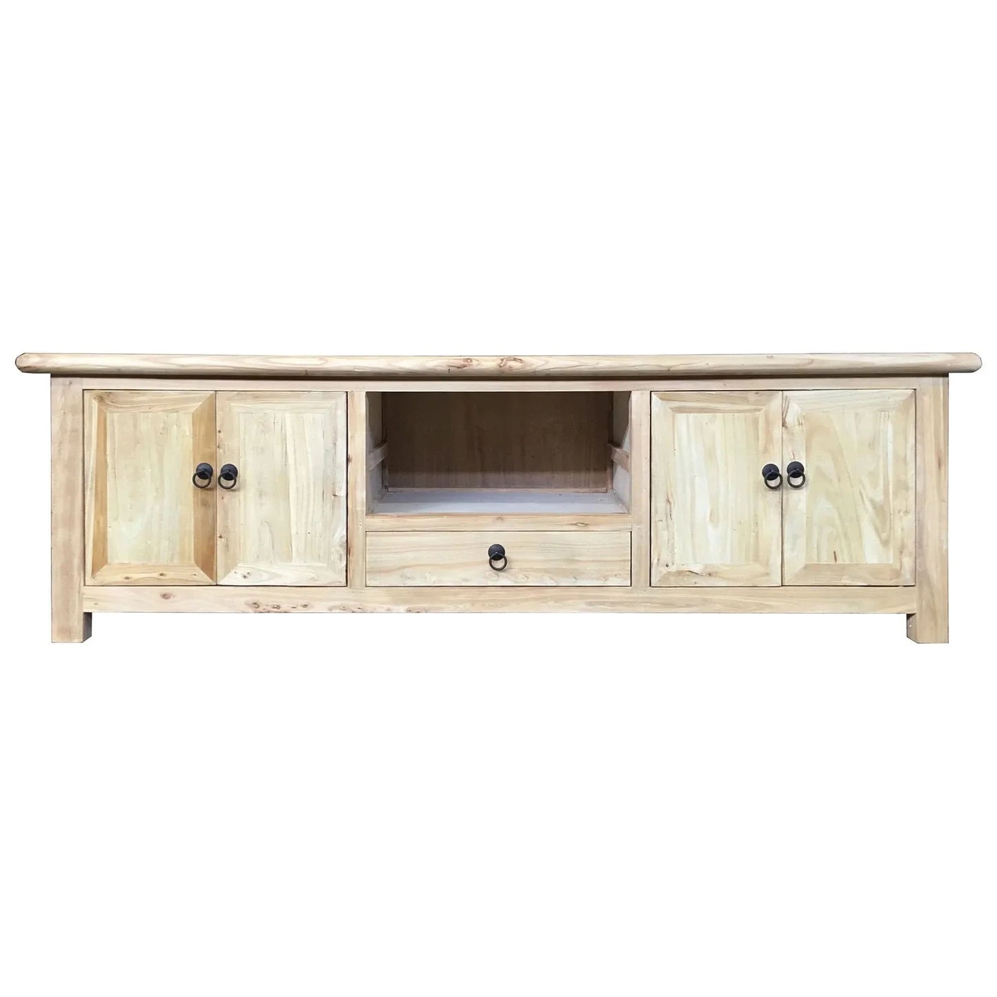 Gibraltar Recycled Elm TV Unit, 4 Doors & 1 Drawer in Natural - Chocolate Wood