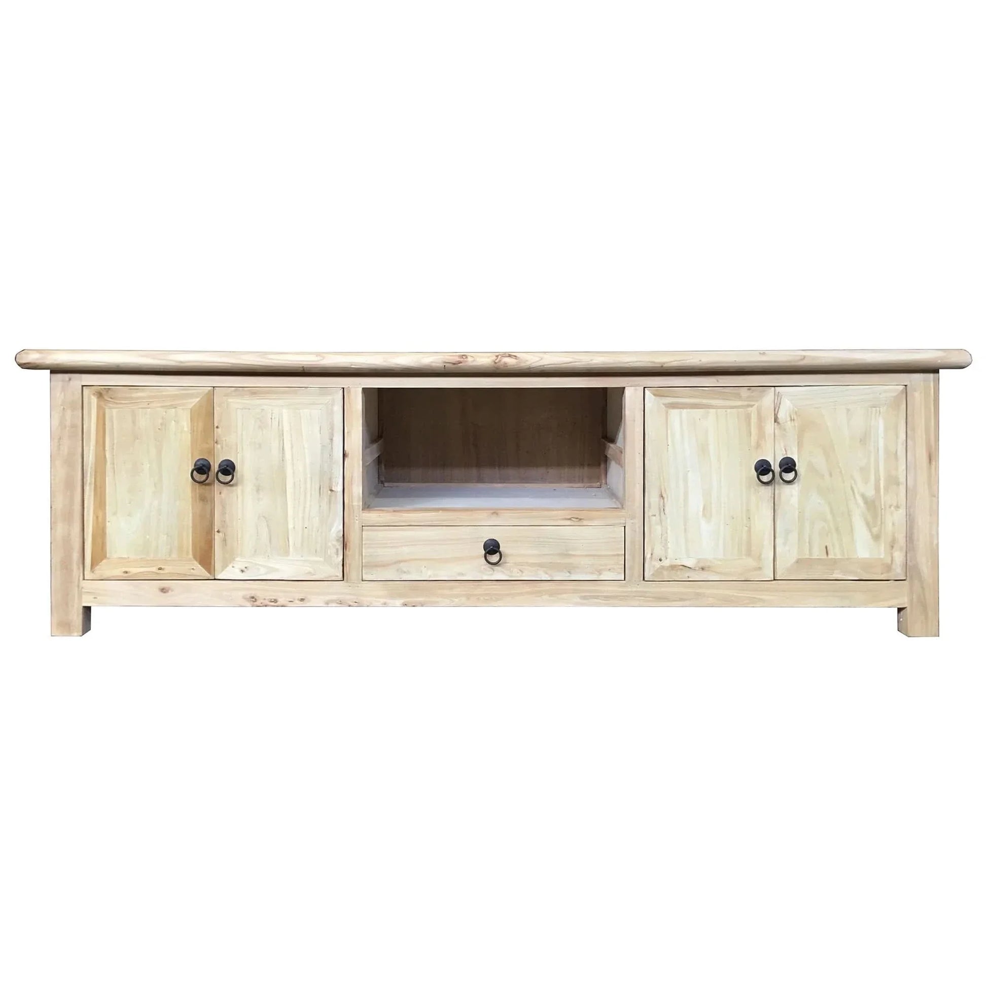 Gibraltar Recycled Elm TV Unit, 4 Doors & 1 Drawer in Natural - Chocolate Wood
