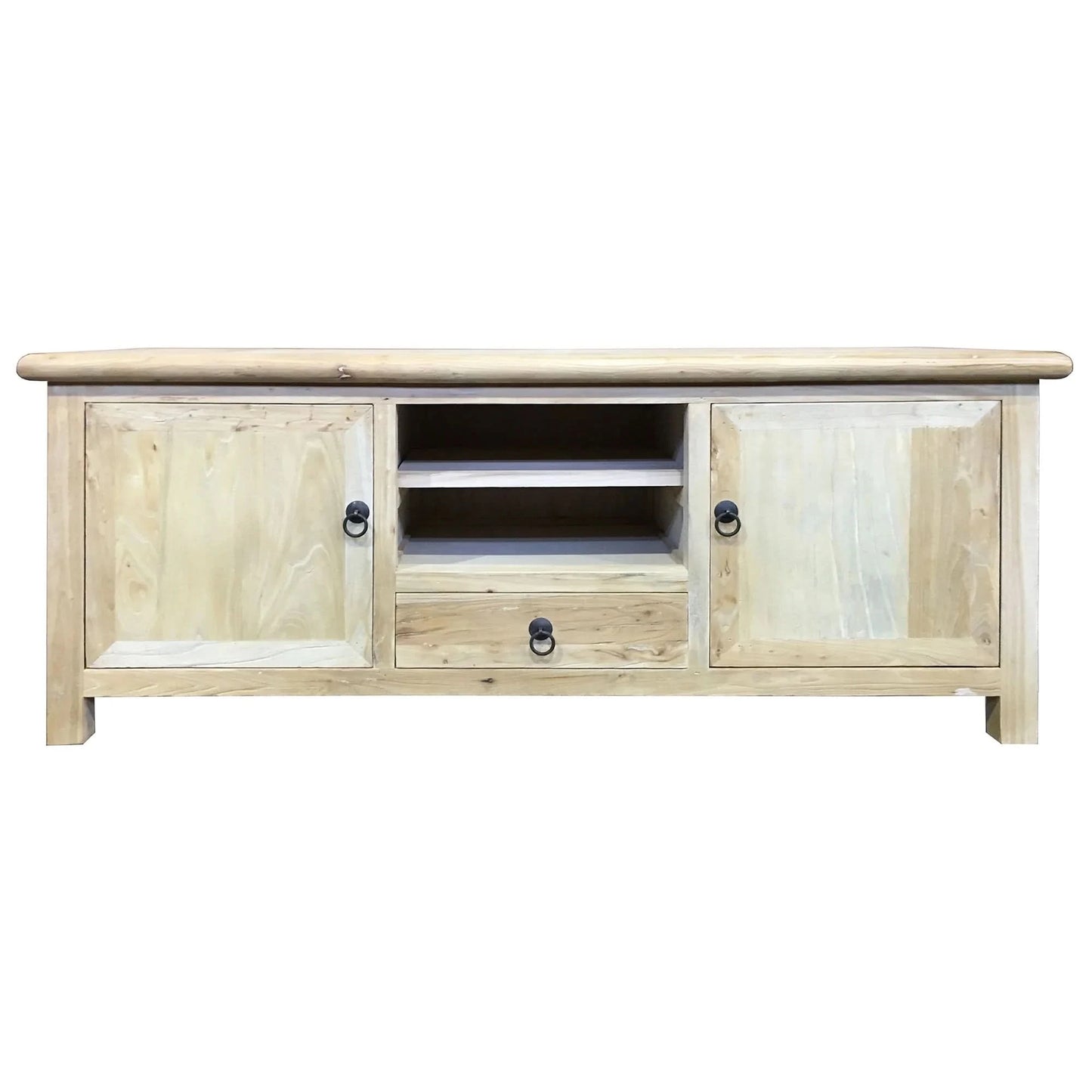 GIBRALTAR  RECYCLED ELM TIMBER TV UNIT 2 DOORS/1 DRAWER NATURAL - MyChocolateWood