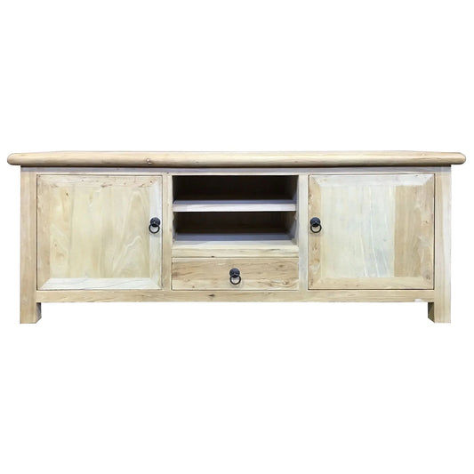 GIBRALTAR  RECYCLED ELM TIMBER TV UNIT 2 DOORS/1 DRAWER NATURAL - MyChocolateWood