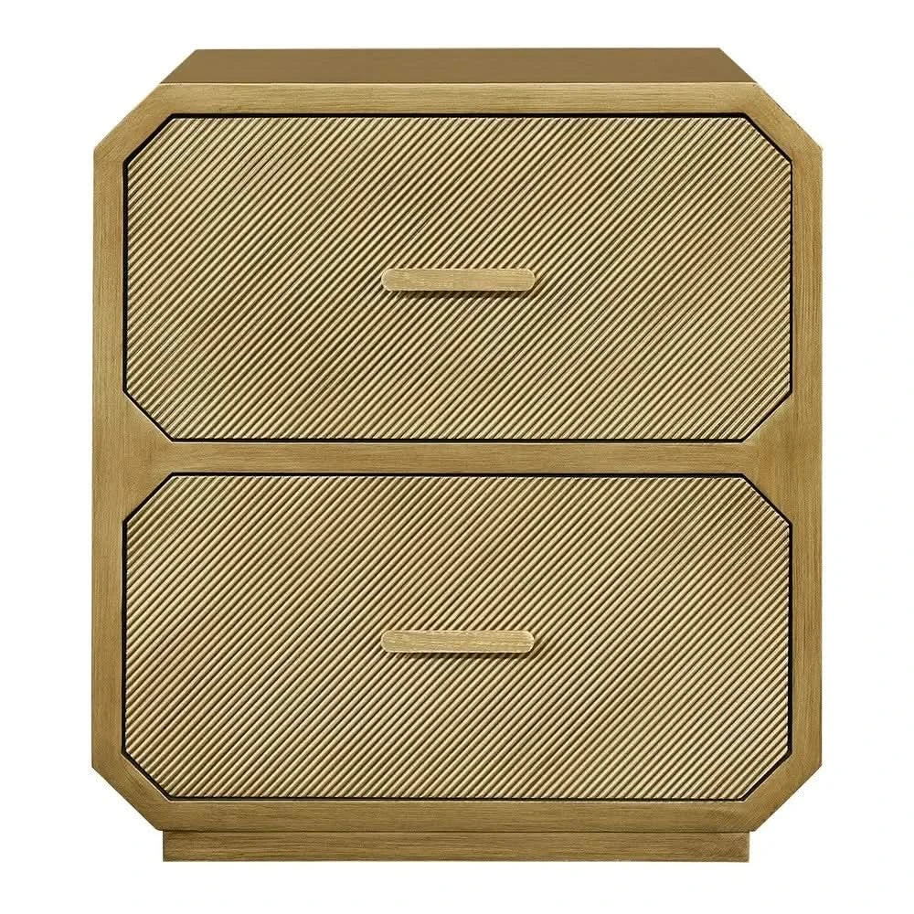 DELGARDO HAMPTON STYLE 2-DRAWER BEDSIDE TABLE ANTIQUE GOLD - MyChocolateWood