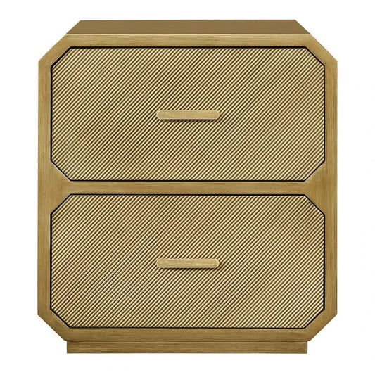 DELGARDO HAMPTON STYLE 2-DRAWER BEDSIDE TABLE ANTIQUE GOLD - MyChocolateWood