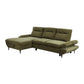 Libbi Fabric 2-Seater Sofa Bed with Left Facing Storage Chaise in Green - Chocolate Wood