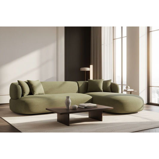 BEECHAM MODULAR 3-SEATER CORNER SOFA WITH RHF CHAISE - SAGE CHENILLE - MyChocolateWood