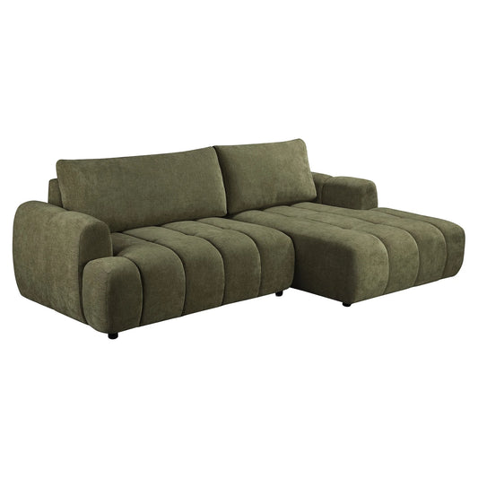 Joncar Fabric Sofa Bed — 2-Seater Sofa w/ Storage + RHF Chaise Basil