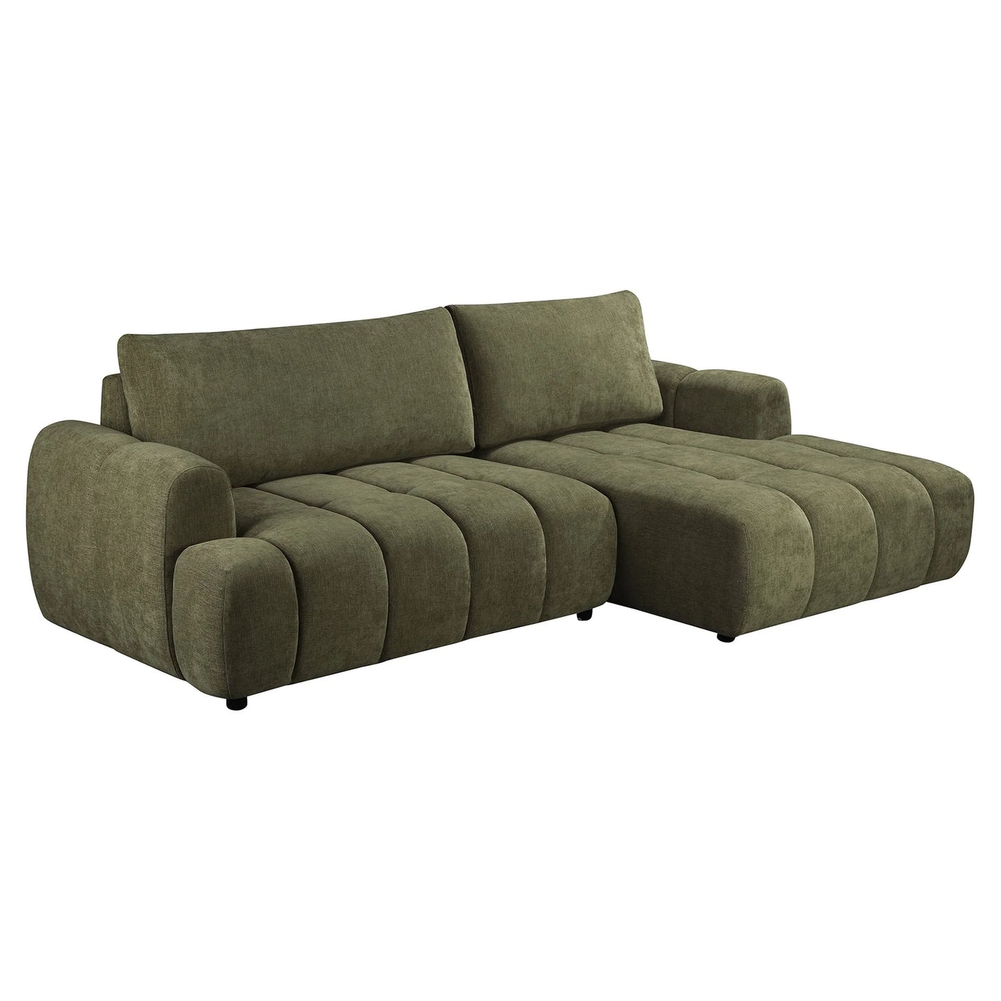 Joncar Fabric Sofa Bed — 2-Seater Sofa w/ Storage + RHF Chaise Basil